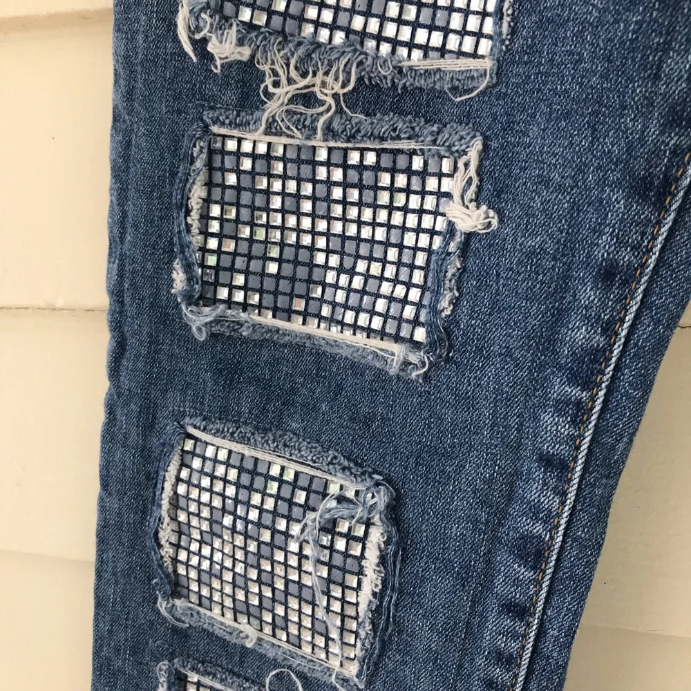 Balmain Paris Men’s Denim Jeans Crystal Knee Patches Slim Fit Size 30 - Picture 5 of 10